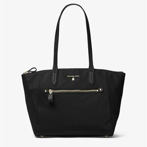 Kelsey Medium Nylon Tote Bag Classic Black with Bag Strap on the Back